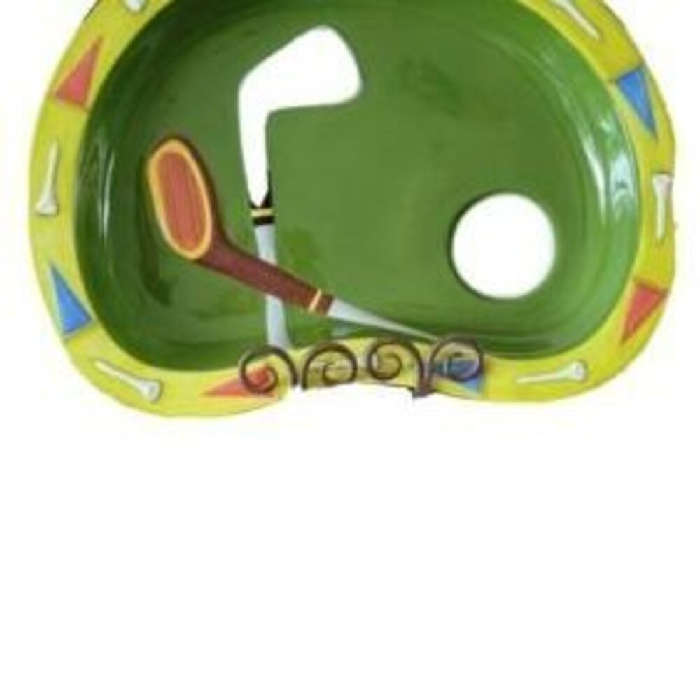 Clay Art Golf Themed Putting Green 17" x 13" Serving Dish/Bowl- Hand Painted (LF